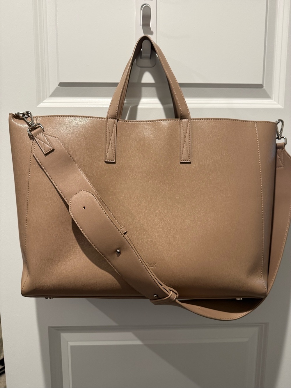 CALPAK Taupe Haven Leather Tote Bag with Detachable Strap 16” Laptop - Picture 2 of 5